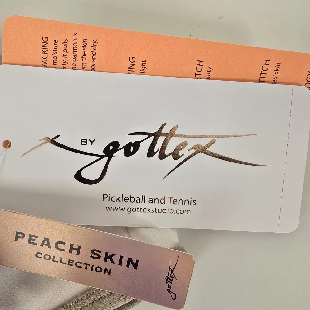 NWT X by Gottex Racerback Sports Bra Beige Peach Skin Collection Pickleball
